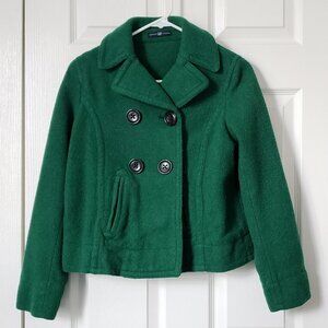 Hunter Green Double-Breasted Short Pea Coat